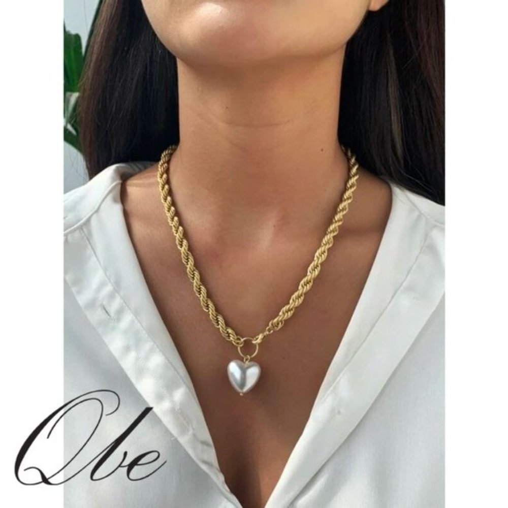 Qbe Faux Pearl Charm Necklace